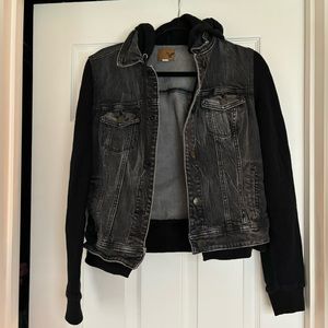Black Denim and Fleece Jacket | American Eagle | Size M